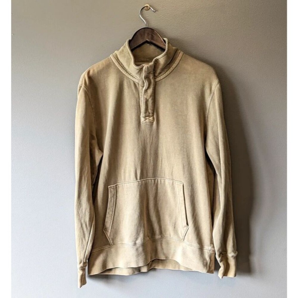 American Eagle Mens Medium Tan Brown Quarter Snap Sweatshirt Pullover Top